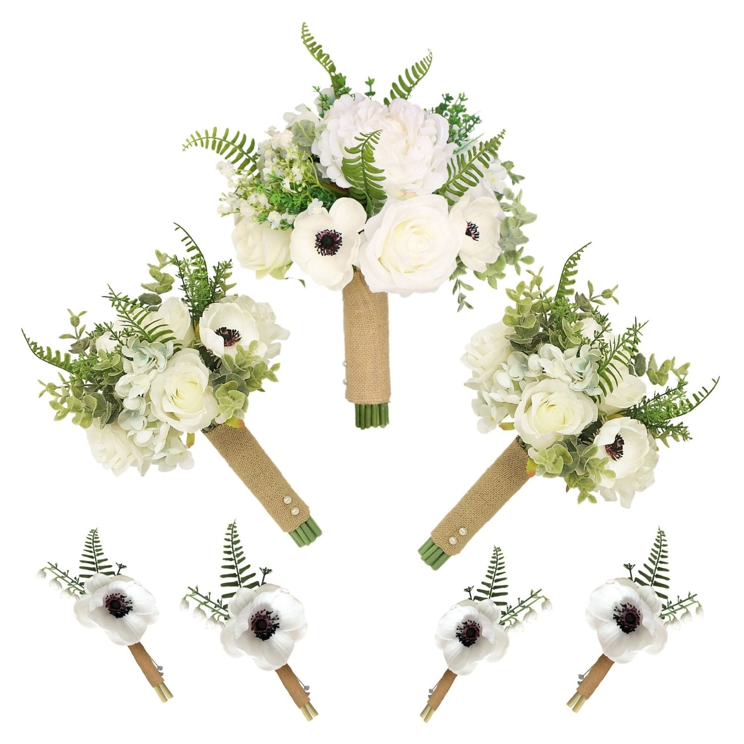 Rustic Wedding Bouquet Silk Peonies - VANRINA