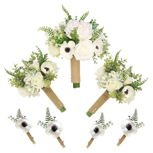 Rustic Wedding Bouquet Silk Peonies - VANRINA