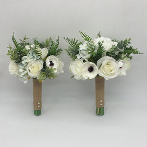 Rustic Wedding Bouquet Silk Peonies - VANRINA
