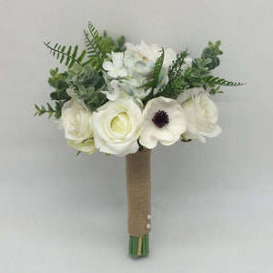 Rustic Wedding Bouquet Silk Peonies - VANRINA