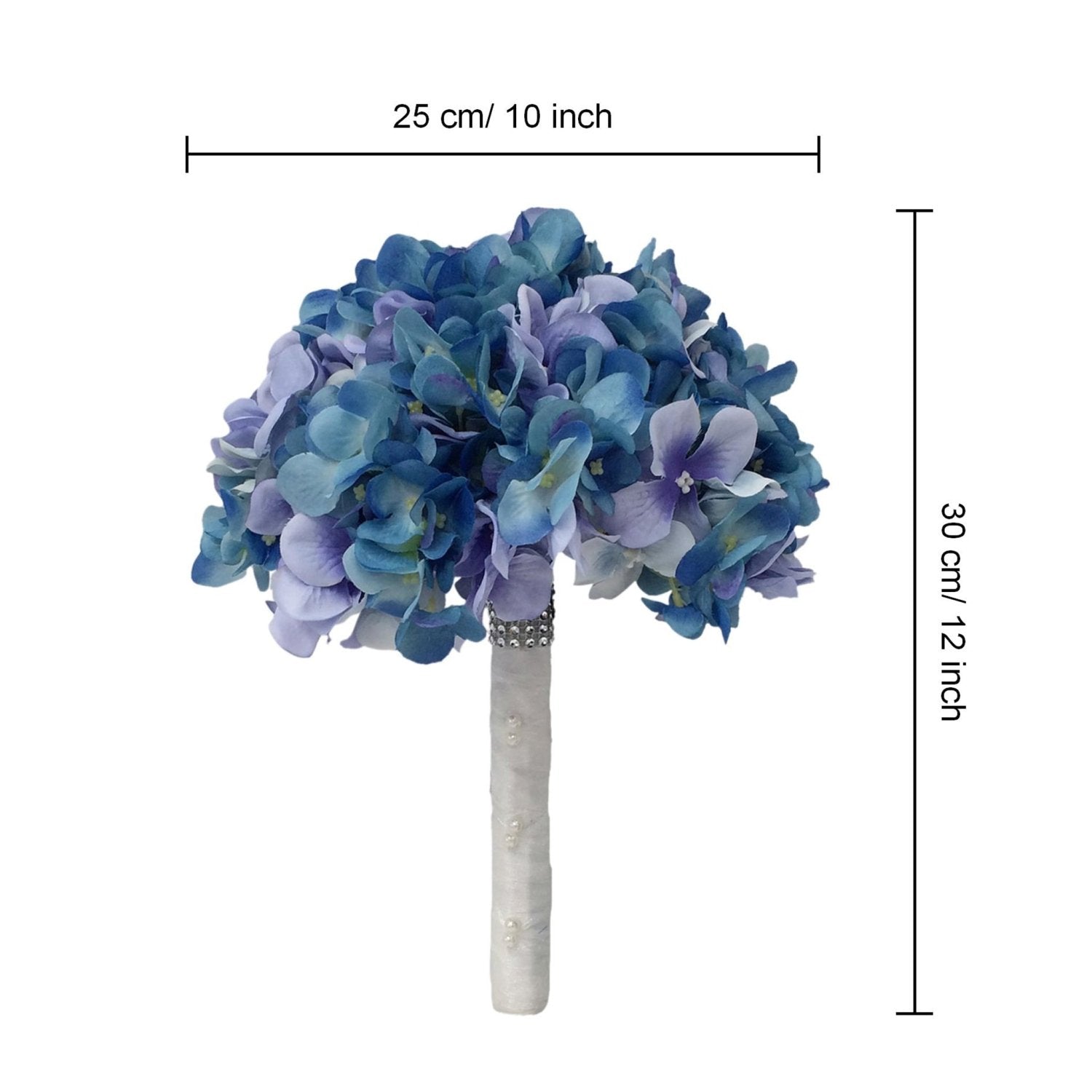 Silk Hydrangea Blue Bridal Bouquet and Boutonniere Customized - VANRINA