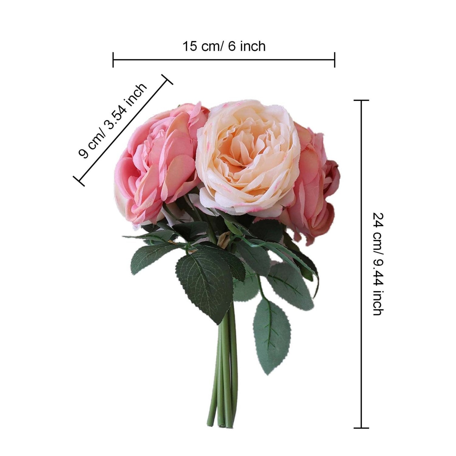Silk Peony Blush Pink Flower Bouquet Pink Wedding Flower Faux Peonies Bouquet - VANRINA