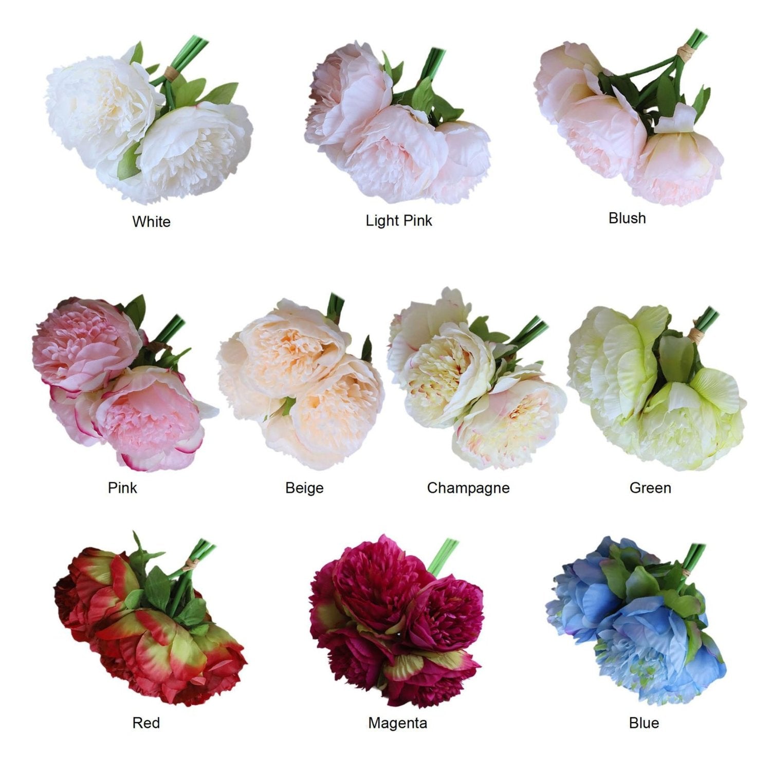 Silk Peony Bouquet Wedding Decoration Fake Flower Arrangement - VANRINA