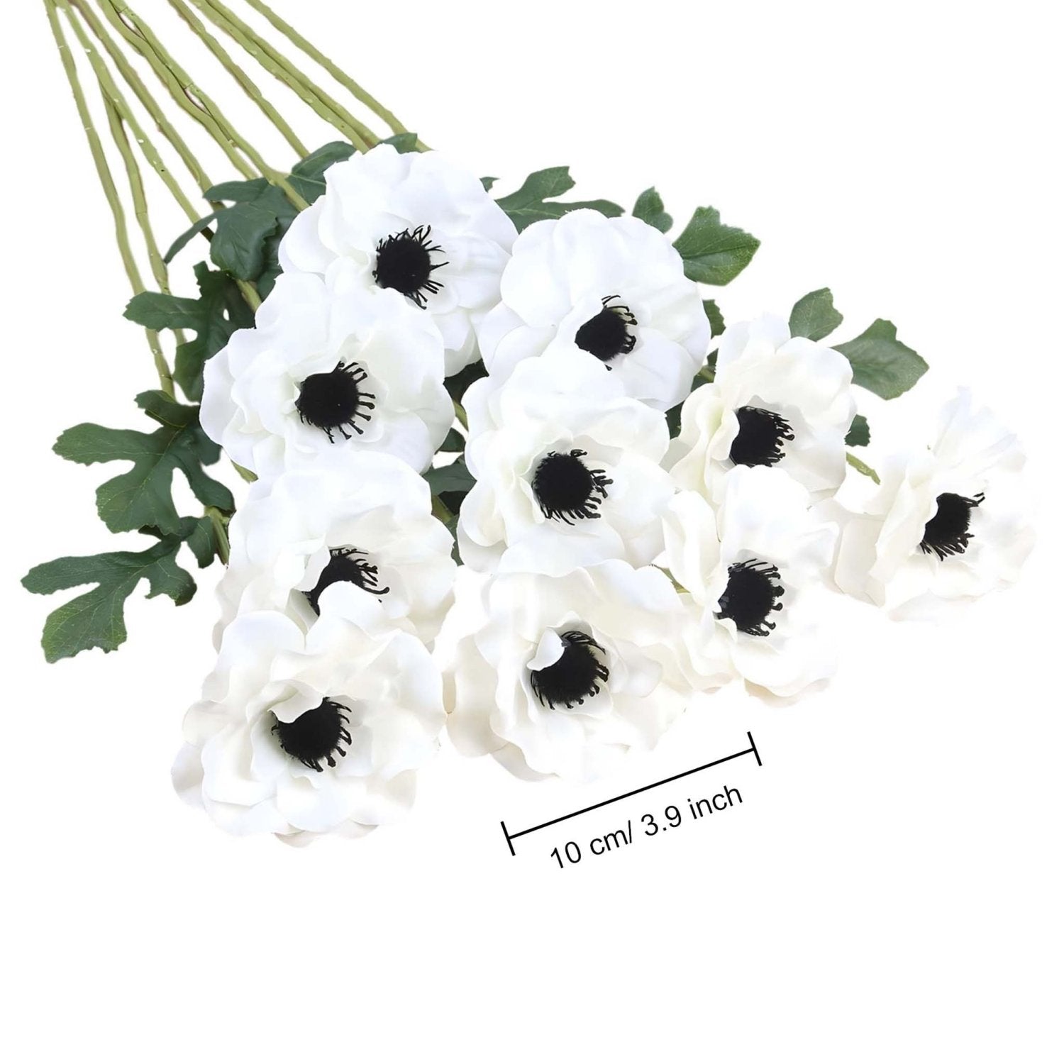 Silk White Poppy Anemone 10 blooms 19 inch - VANRINA
