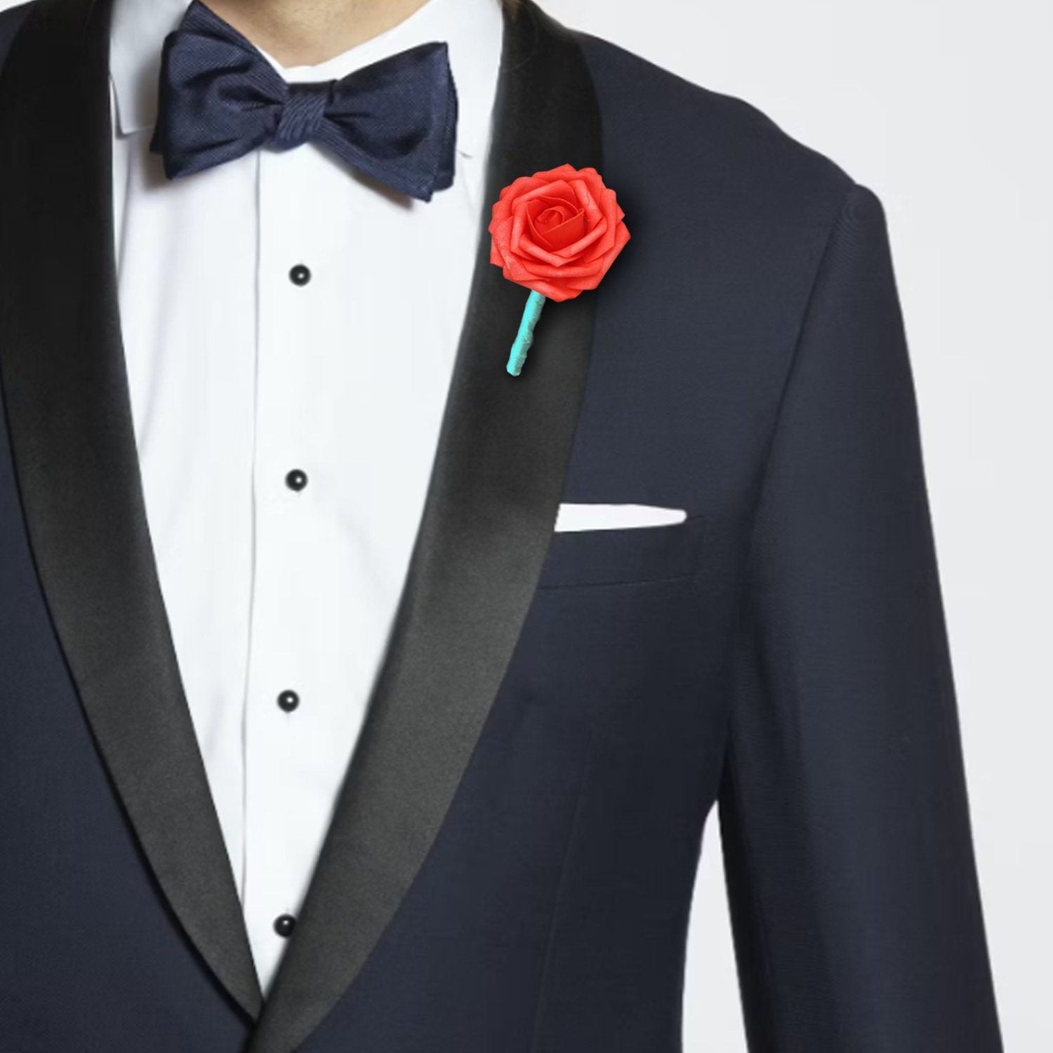 Simple Coral Boutonniere for Groom - VANRINA