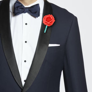 Simple Coral Boutonniere for Groom - VANRINA