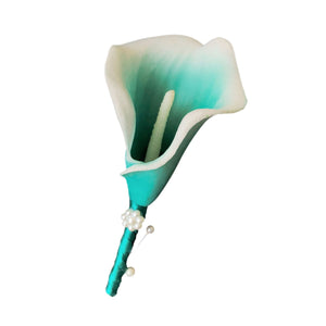 Simple Flower Wedding Boutonniere Oasis Calla Lily Boutineer - VANRINA
