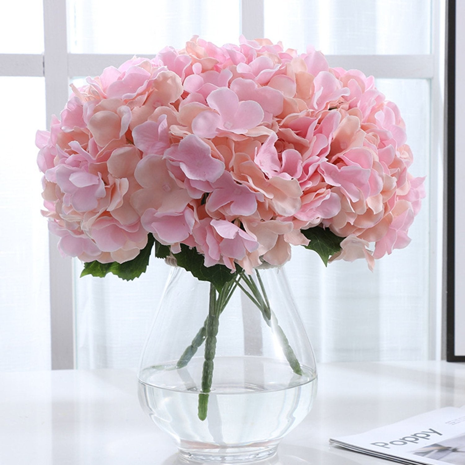 Small Artificial Hydrangea Bunch Blue White Pink Yellow - VANRINA