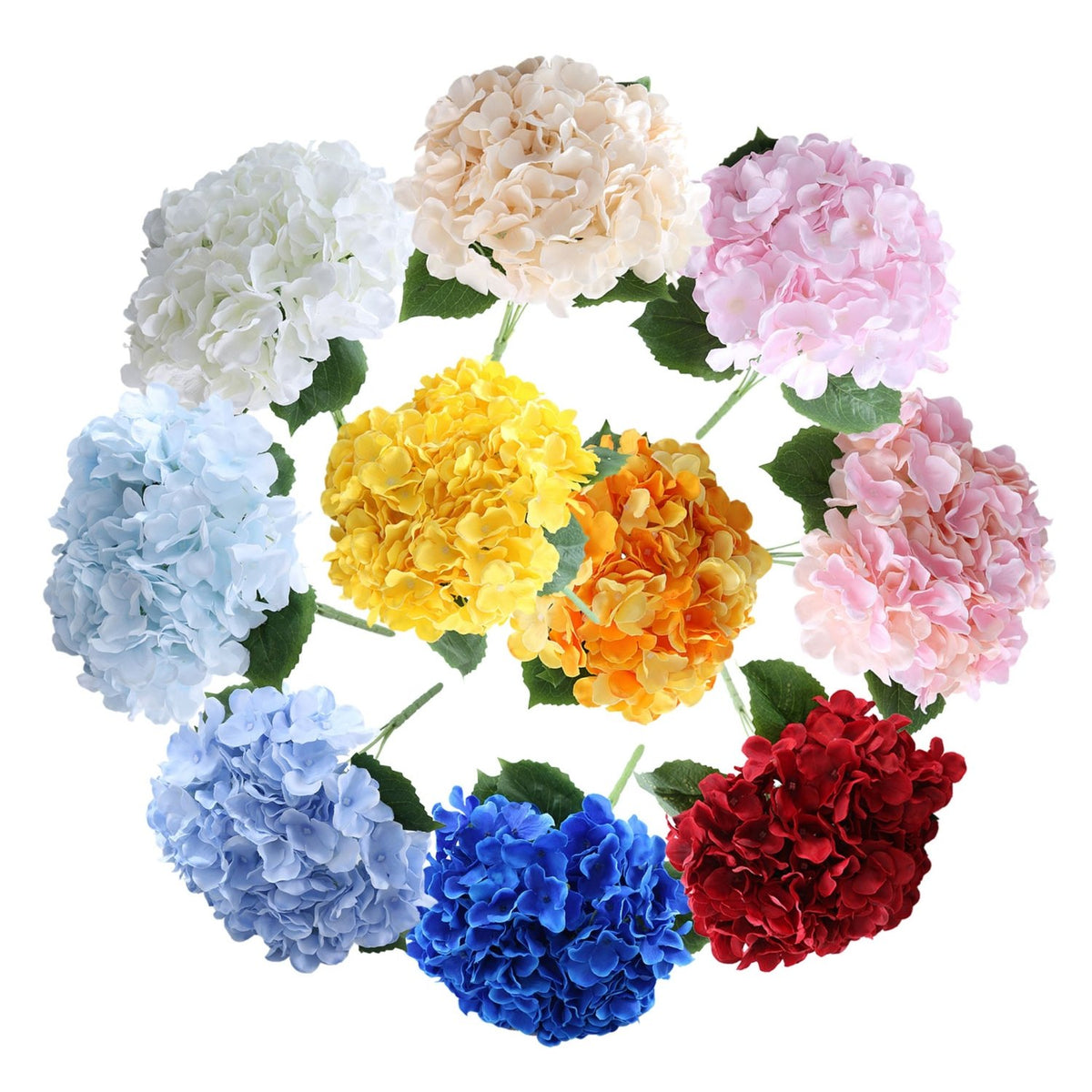 Small Artificial Hydrangea Bunch Blue White Pink Yellow - VANRINA