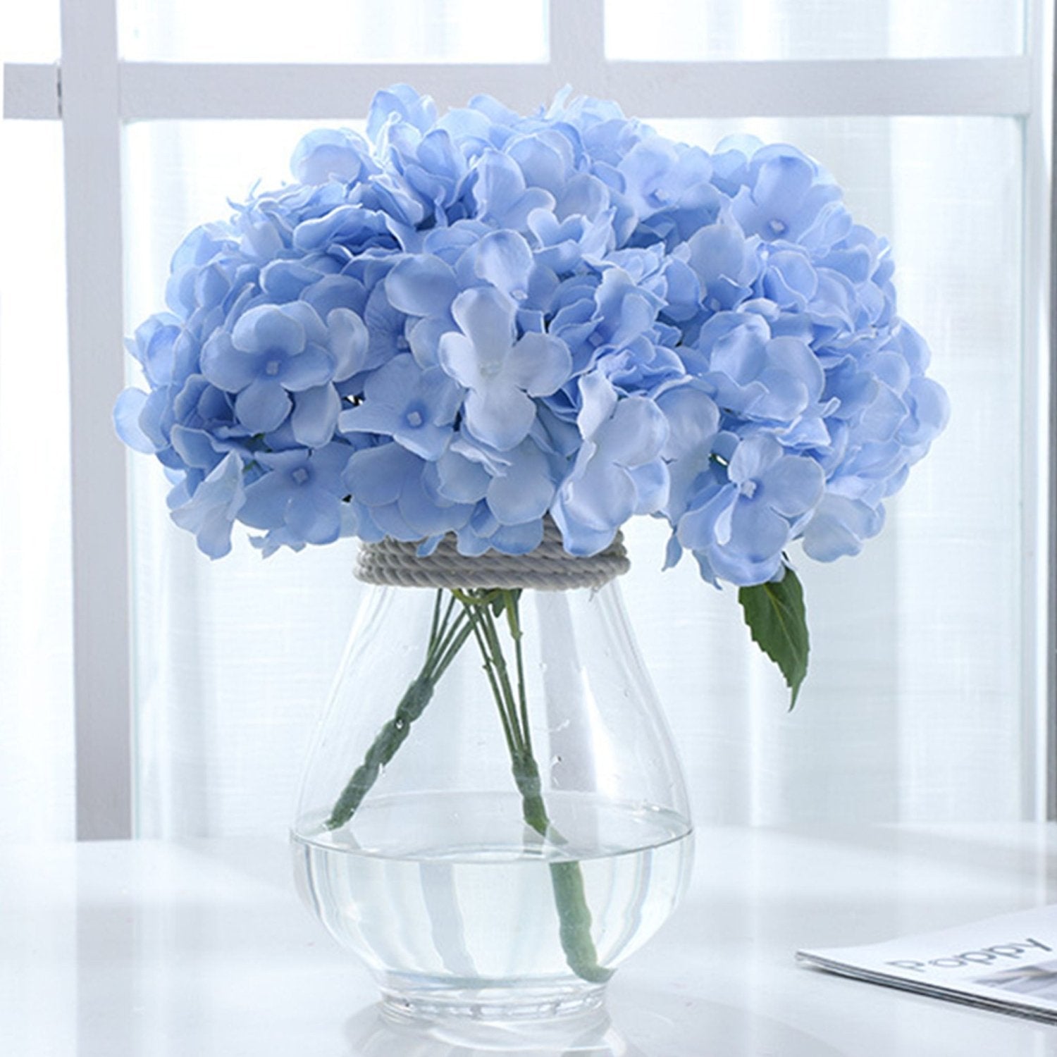 Small Artificial Hydrangea Bunch Blue White Pink Yellow - VANRINA