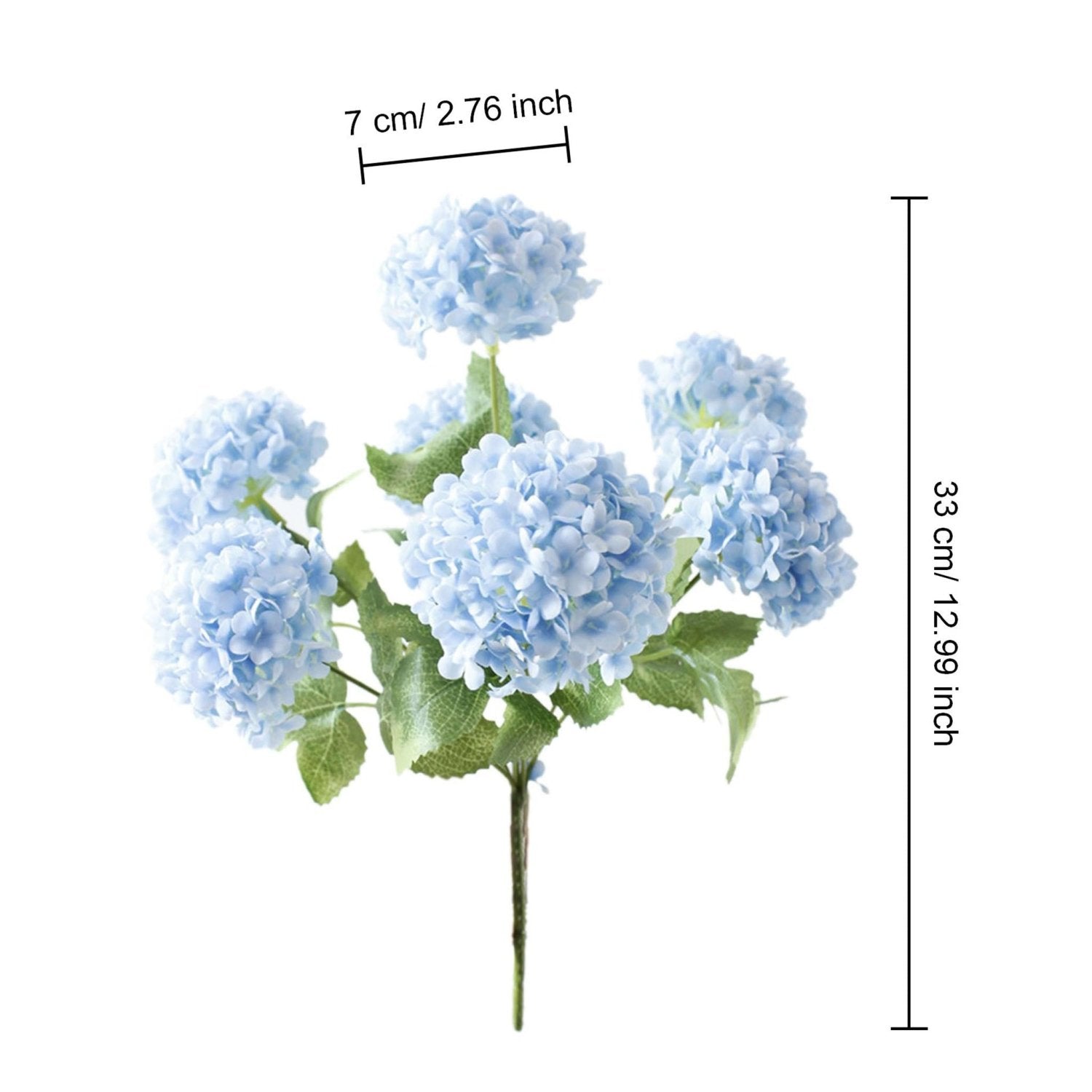 Small Blue Hydrangea Bush Silk Flowers - VANRINA