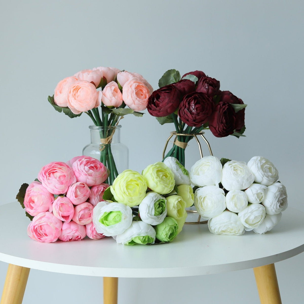 Small Silk Peony Ranunculus Flower Bouquet - VANRINA