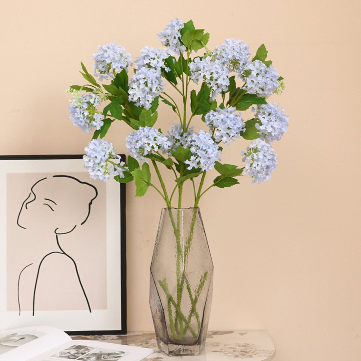 Tall Stem Artificial Silk Hydrangea Spray Flowers - VANRINA