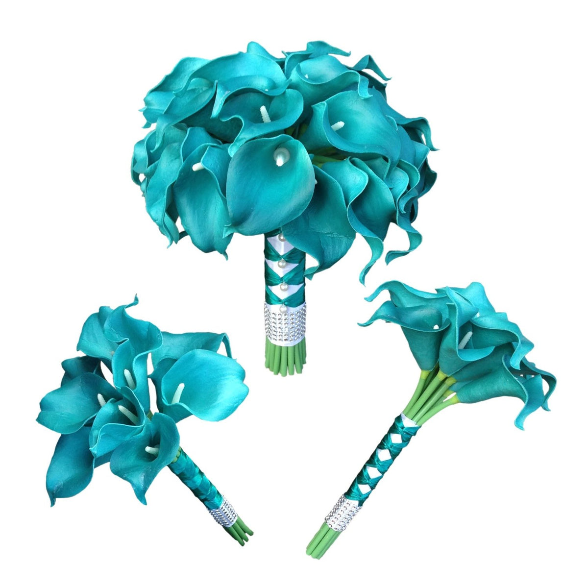 Teal Wedding Bouquets for Bridal Bridesmaids - VANRINA