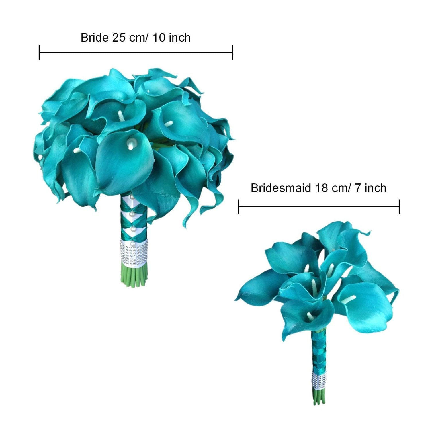 Teal Wedding Bouquets for Bridal Bridesmaids - VANRINA