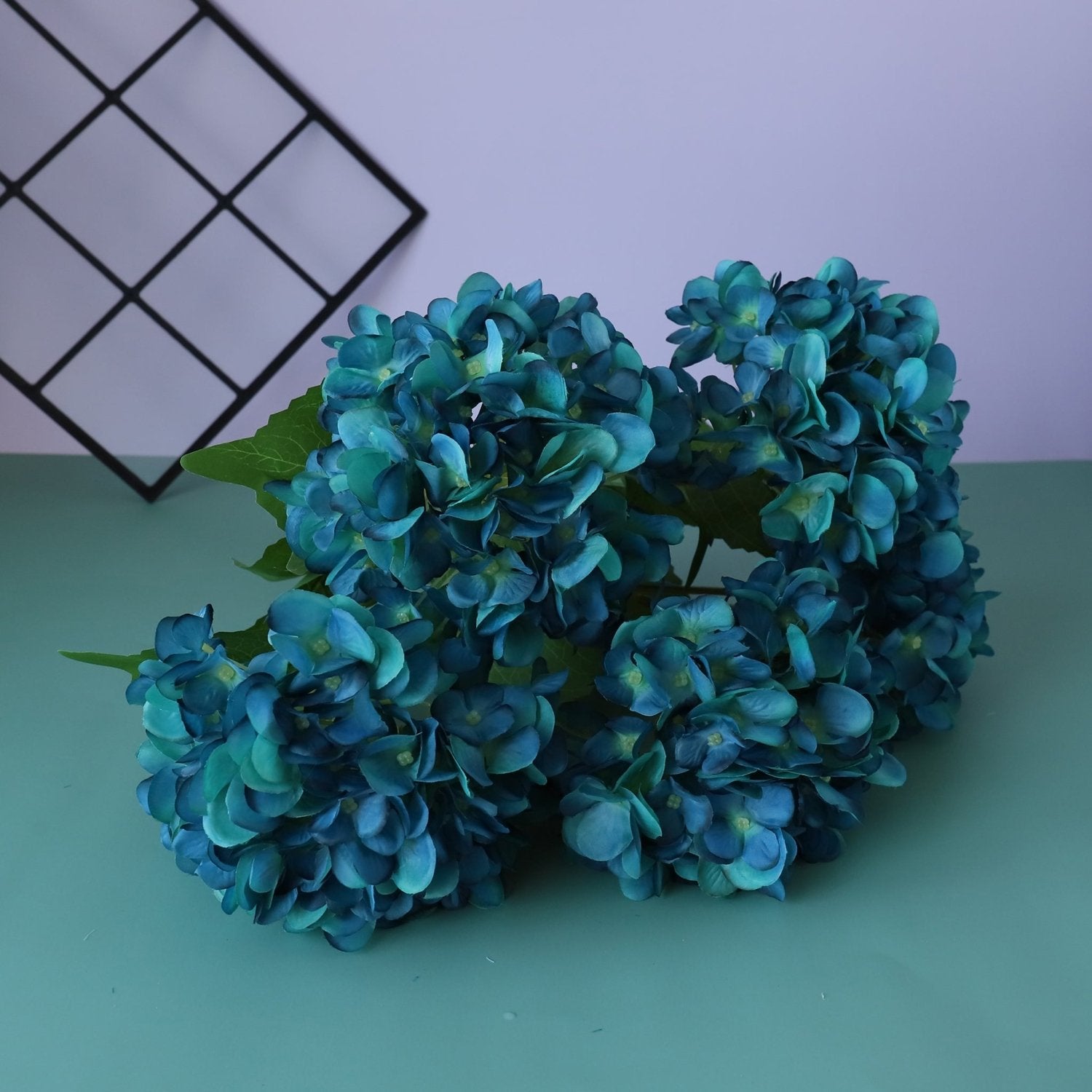 Teal Wedding Flowers Fake Hydrangea Bush - VANRINA