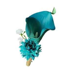 Turquoise Wedding Boutonniere Flower Calla Lily - VANRINA