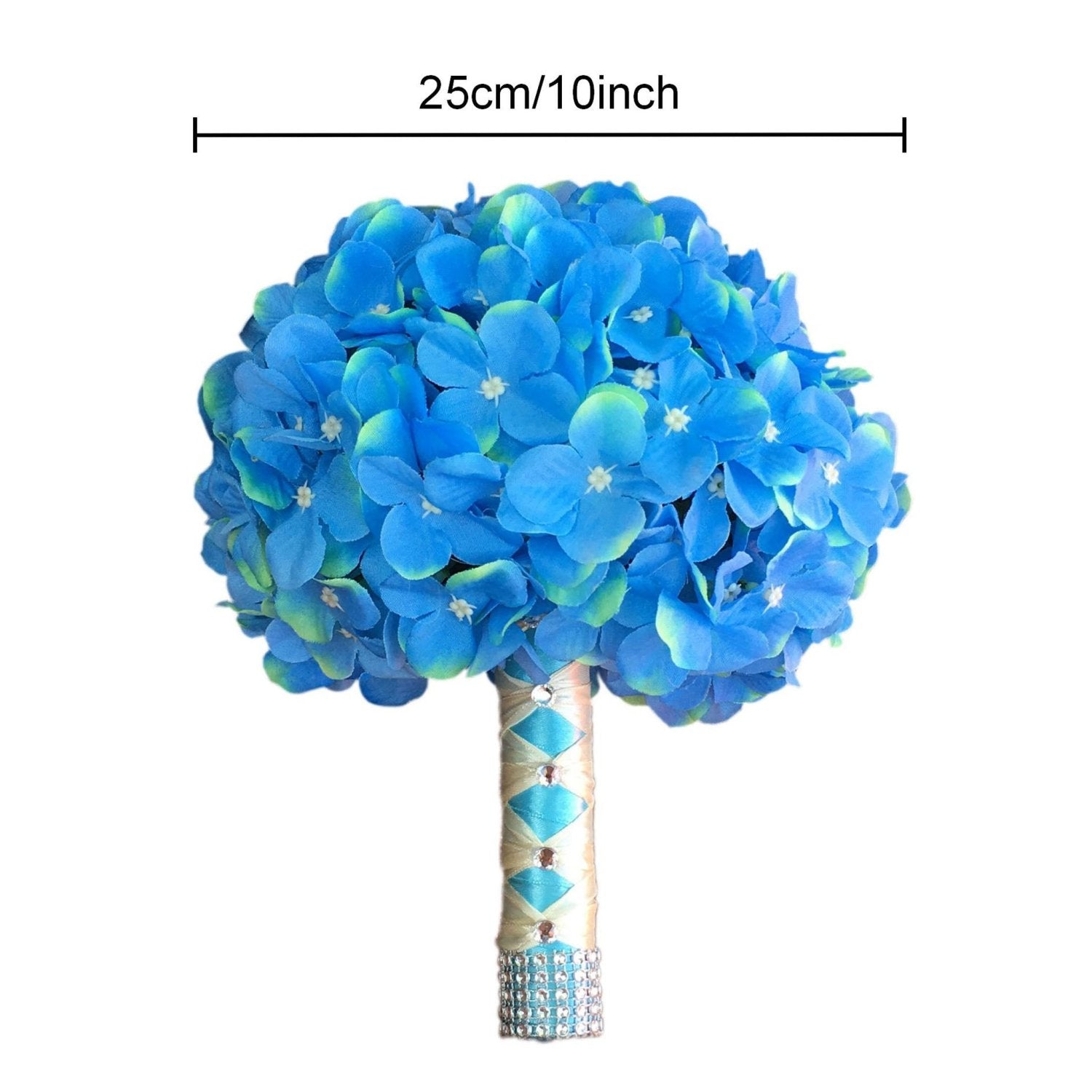 Wedding Bouquet Blue Hydrangea Fake Flower Bouquet Boutineer - VANRINA