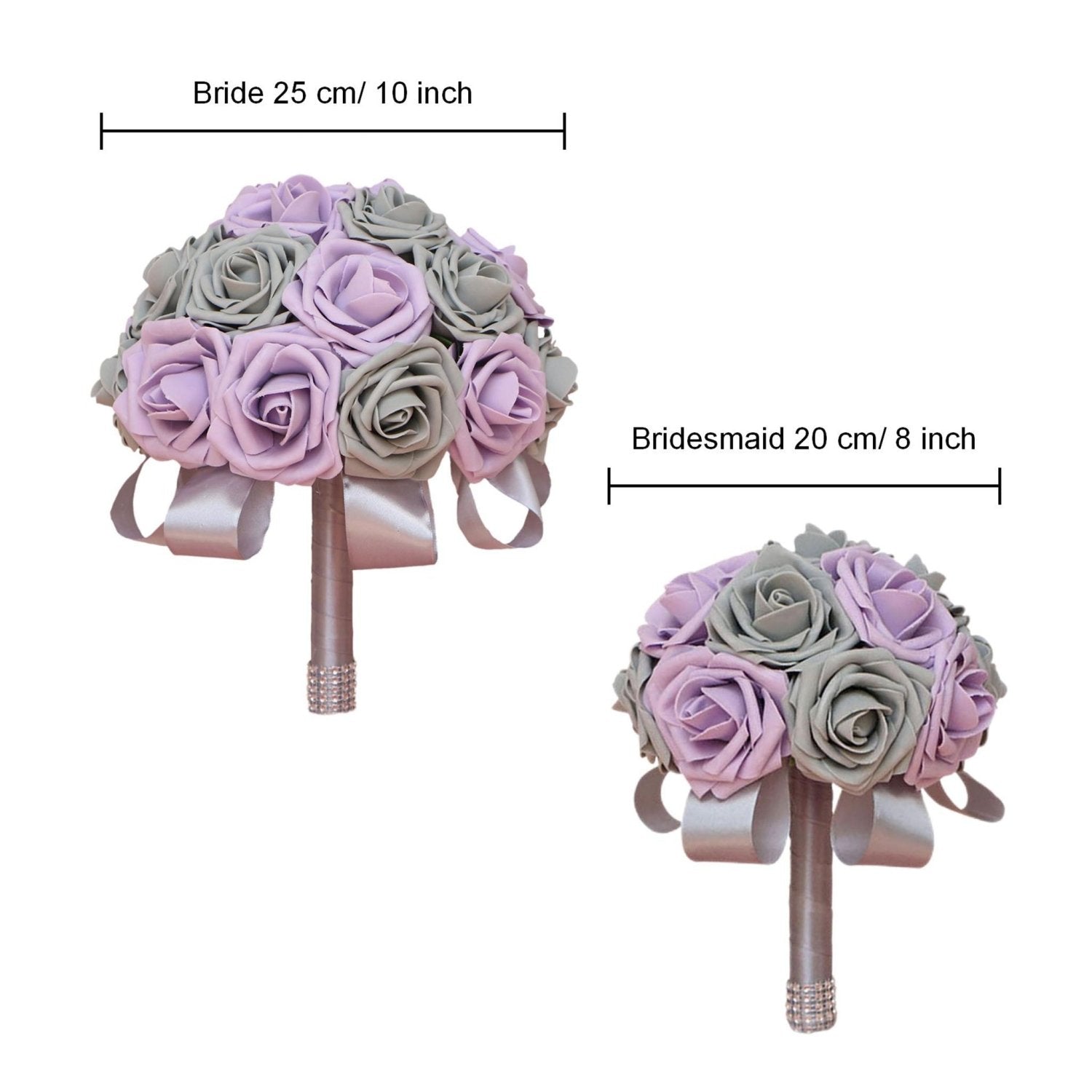 Wedding Bouquet Set Lilac Gray - VANRINA