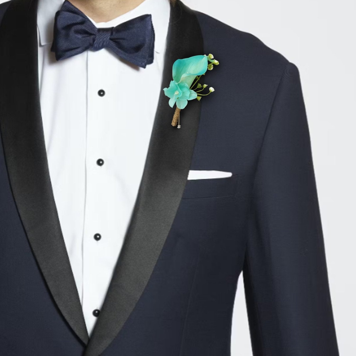 Wedding Boutonniere Pool Blue for Groom Best Man - VANRINA