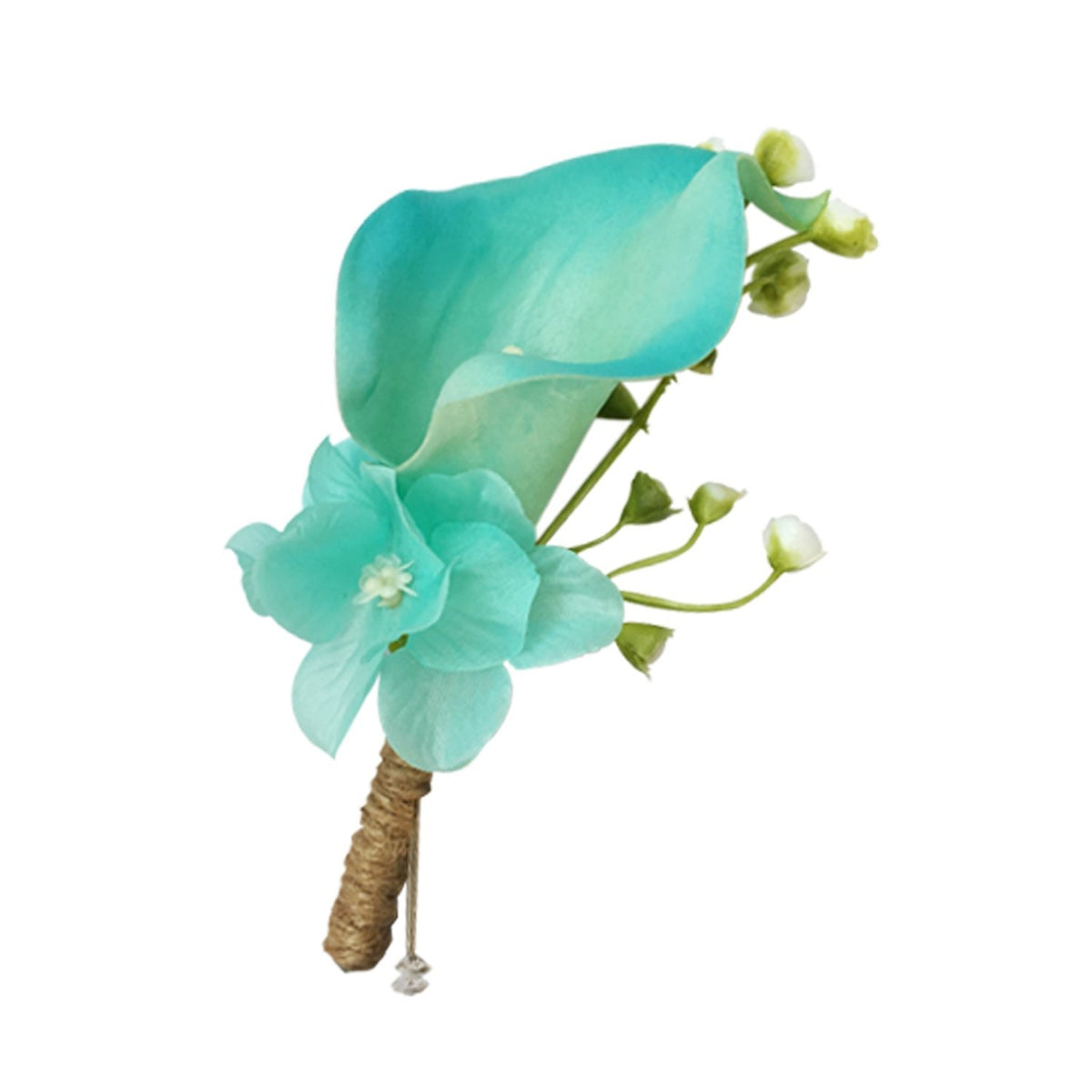 Wedding Boutonniere Pool Blue for Groom Best Man - VANRINA