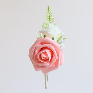 Wedding Prom Party Homecoming Corsage Peach Rose Flower - VANRINA