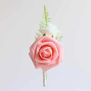 Wedding Prom Party Homecoming Corsage Peach Rose Flower - VANRINA