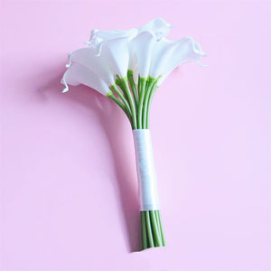 White Bridal Bouquet Bridesmaids Boutonniere Corsage - VANRINA