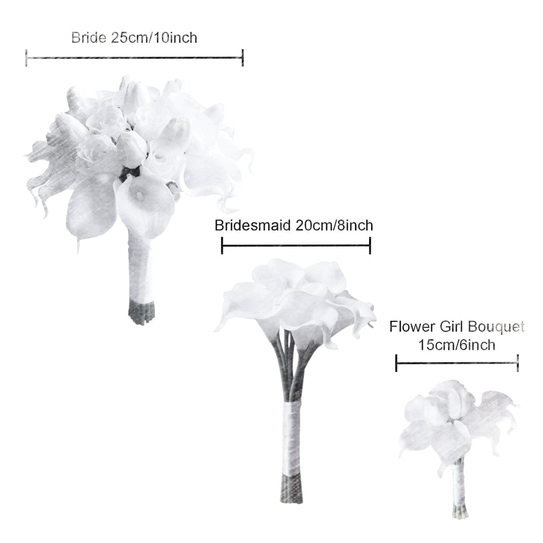 White Bridal Bouquet Bridesmaids Boutonniere Corsage - VANRINA