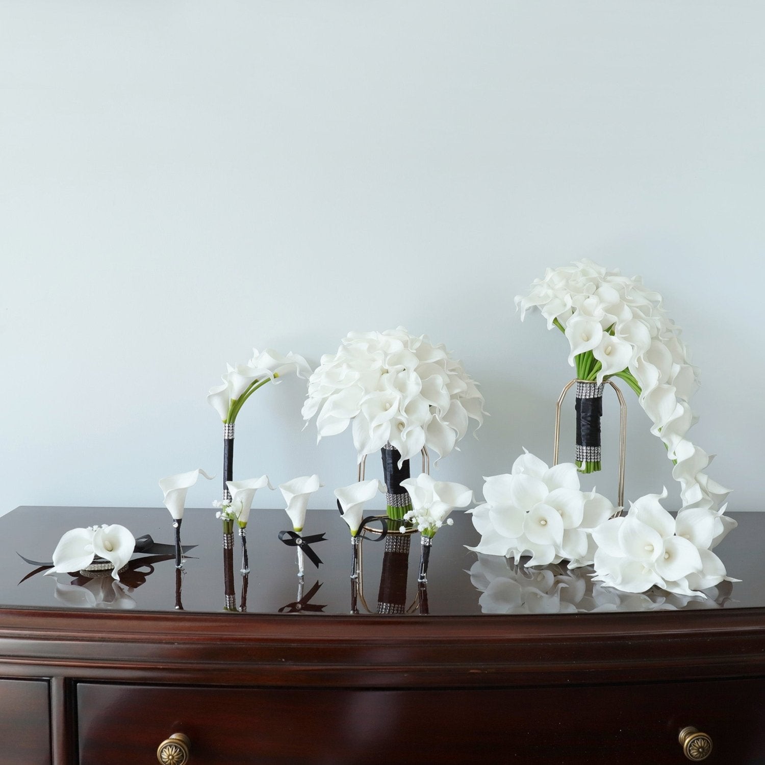White Calla Lily Bouquets Boutonnieres Corsages - VANRINA