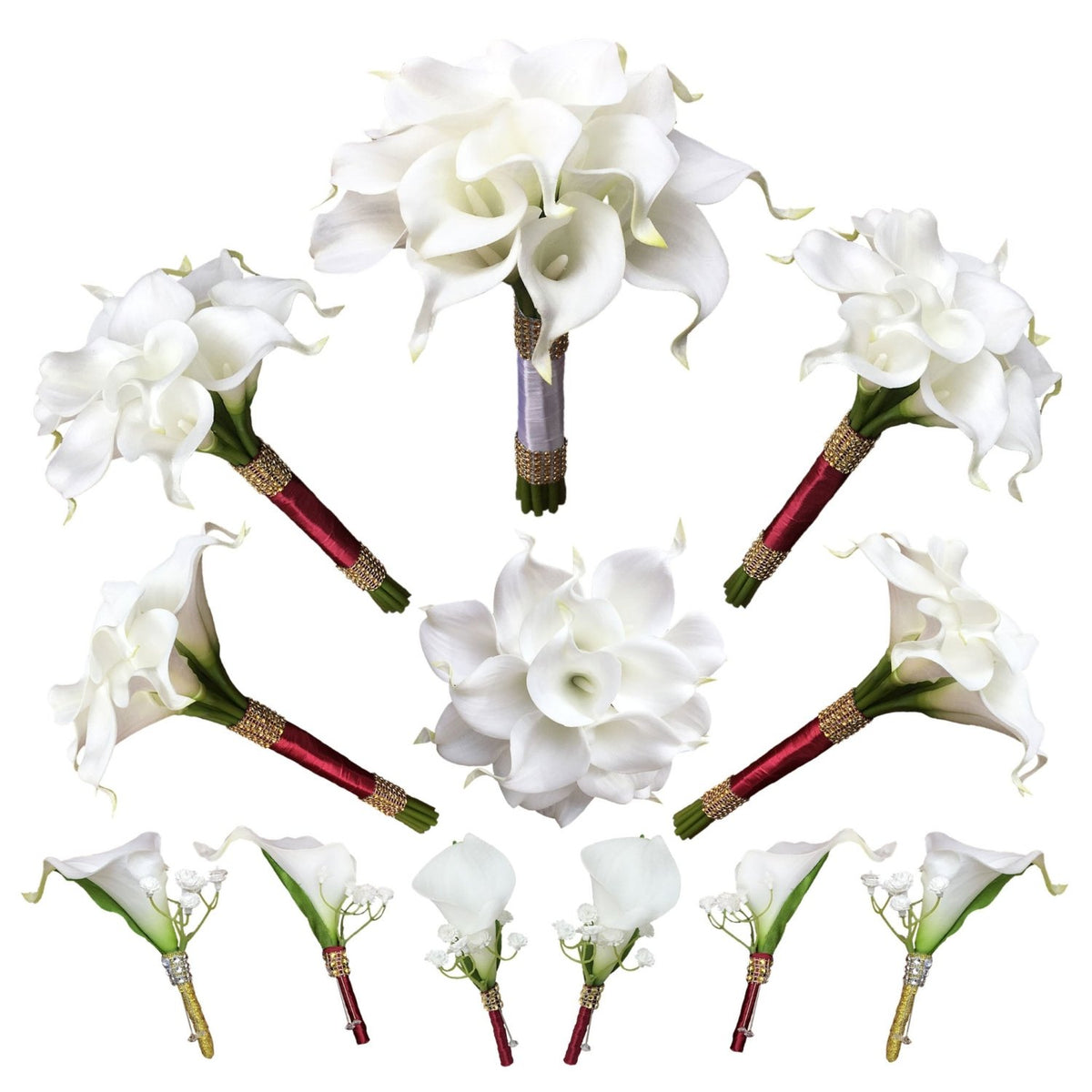 White Flower Bridal Bouquet Fake Calla Lily Bouquets - VANRINA