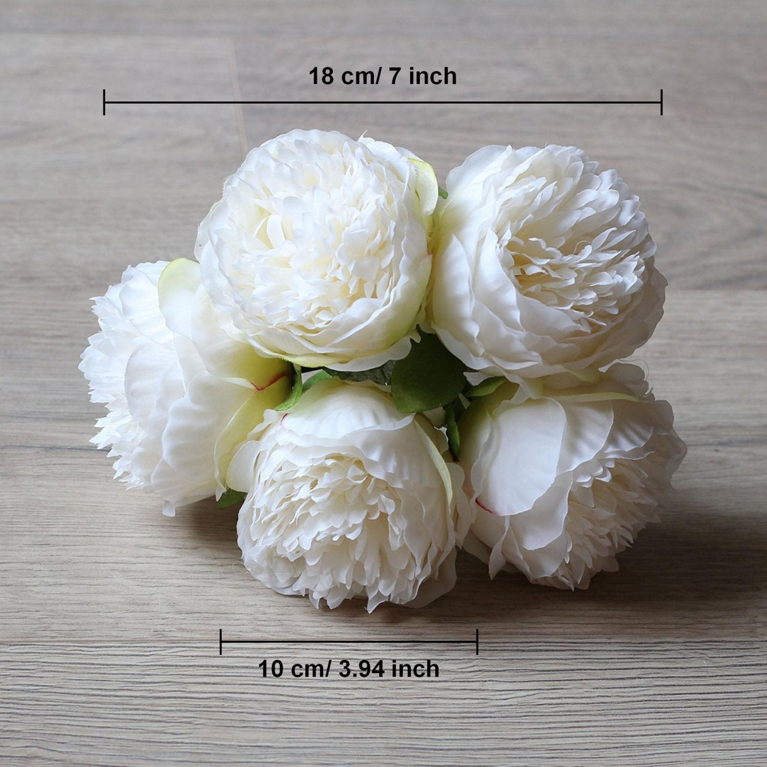 White Peony Silk Flower Bouquet for Home Decor Wedding Arrangement - VANRINA