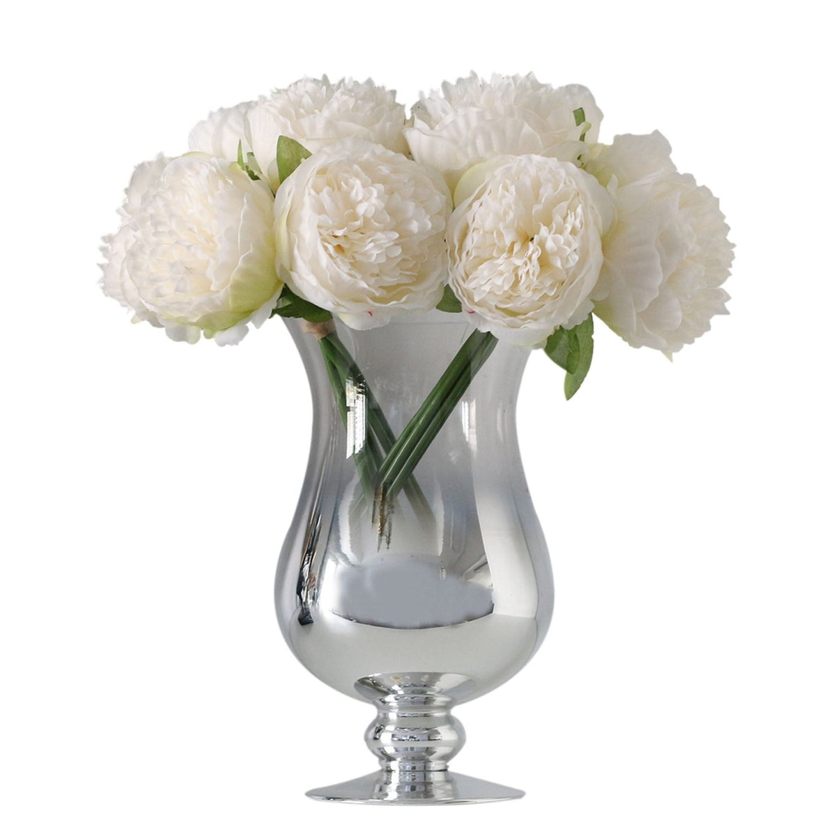 White Peony Silk Flower Bouquet for Home Decor Wedding Arrangement - VANRINA