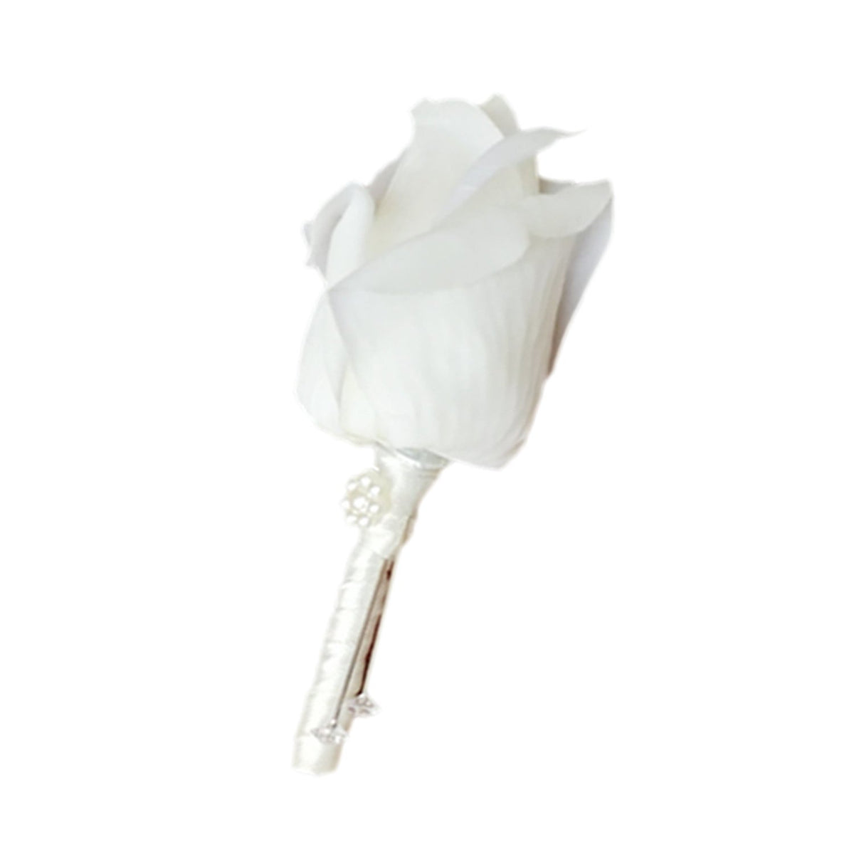 White Rose Bud Boutonniere for Groom - VANRINA