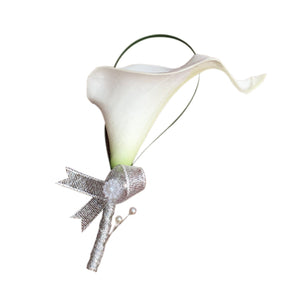 White Wedding Prom Flowers Homecoming Boutineer - VANRINA