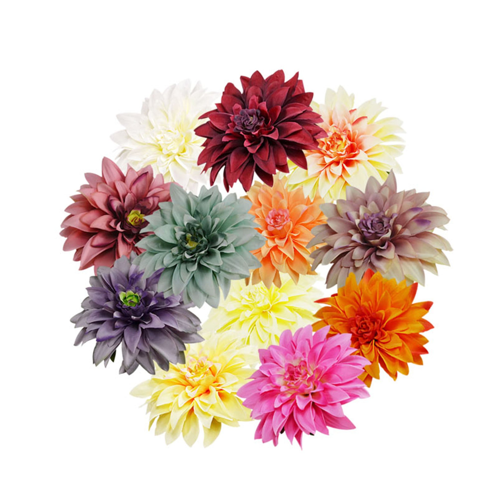 50 Bulk Silk Dahlia Flowers 5.1"