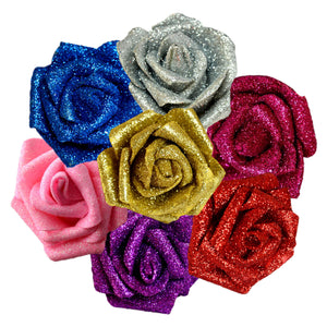 Glitter Flowers Artificial Rose Heads Glitter Wedding Flowers 100