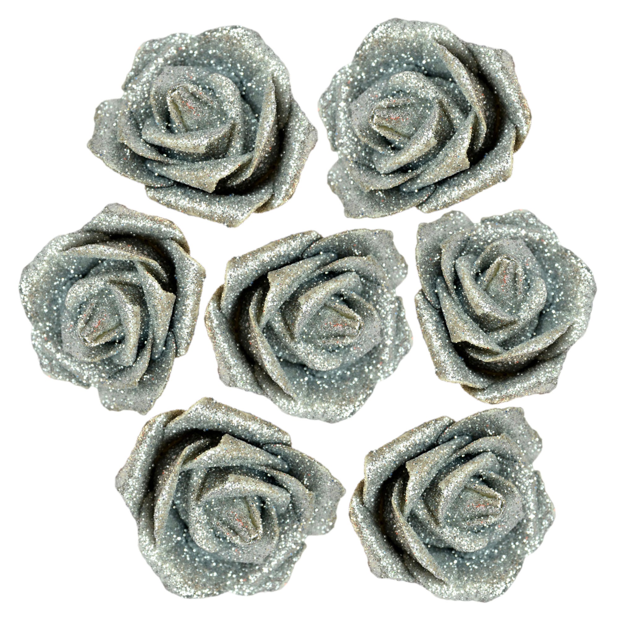 Glitter Flowers Artificial Rose Heads Glitter Wedding Flowers 100 Heads