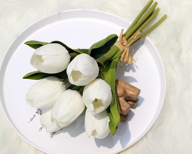 Natural Touch Tulips White Yellow Orange Plum Tulip Bouquet