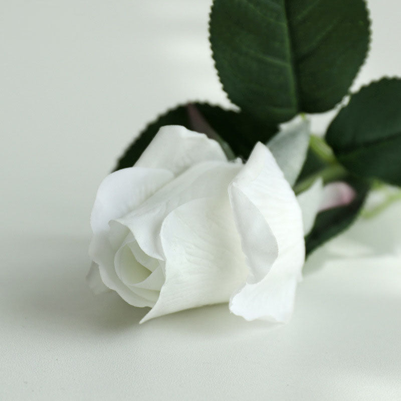 White Real Touch Roses Latex Rosebud Flowers