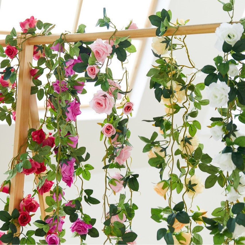 Realistic Hanging Flowers Silk Rose Vines Indoor Outdoor