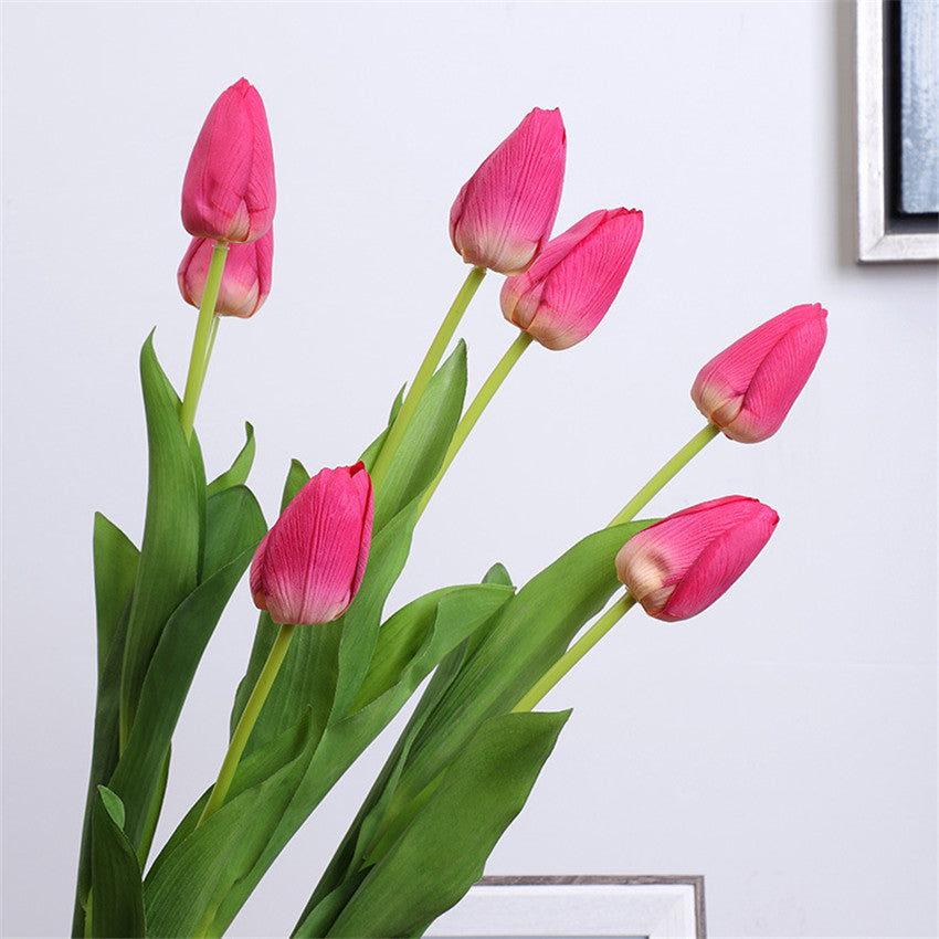 Faux Tulilps Real Touch Silk Tulips Long Stems 26"