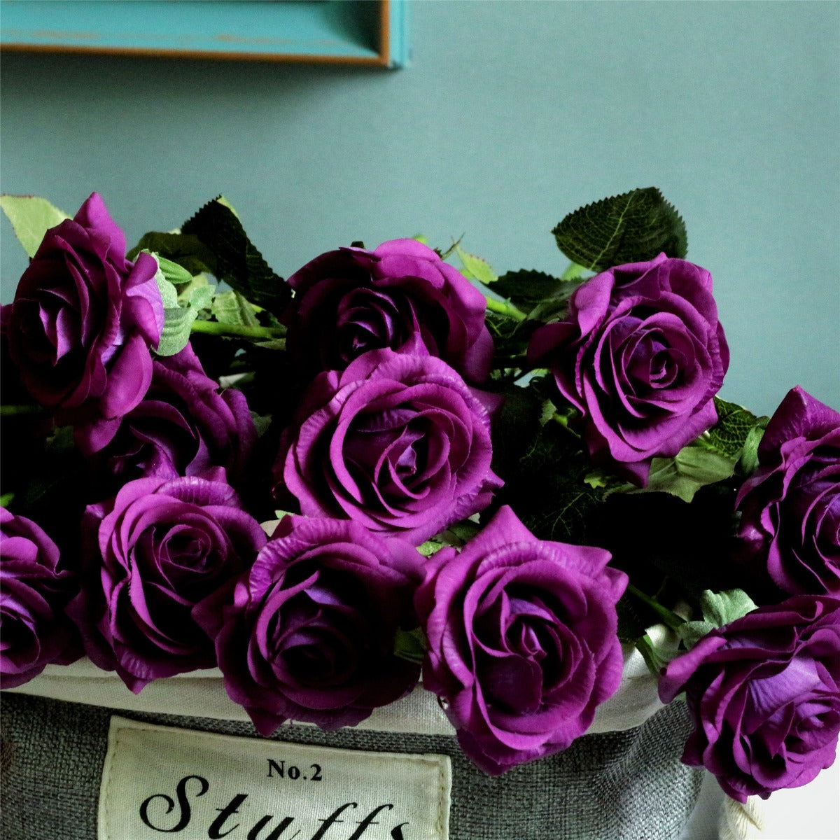 VANRINA Purple Fake Roses Wedding Flowers for Home Wedding Party Decor  1