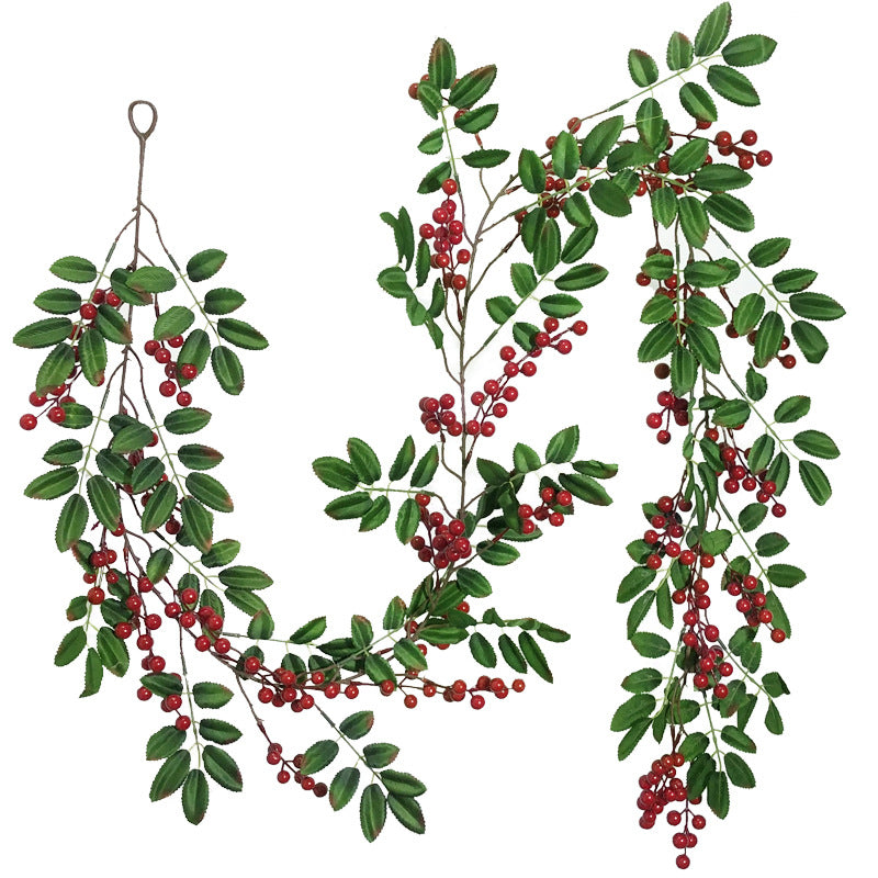 Artificial Hanging Plants with Red Berries for Christmas Decor