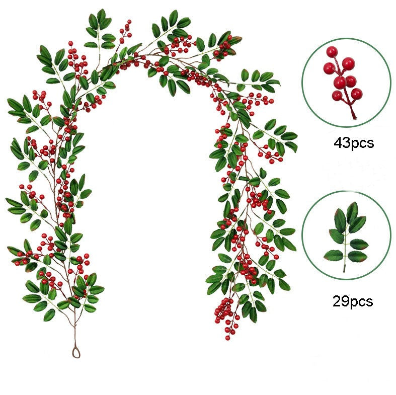 Artificial Hanging Plants with Red Berries for Christmas Decor