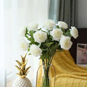 real touch ivory roses