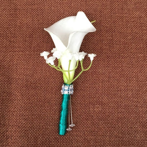 white calla lily and babysbreath boutonniere
