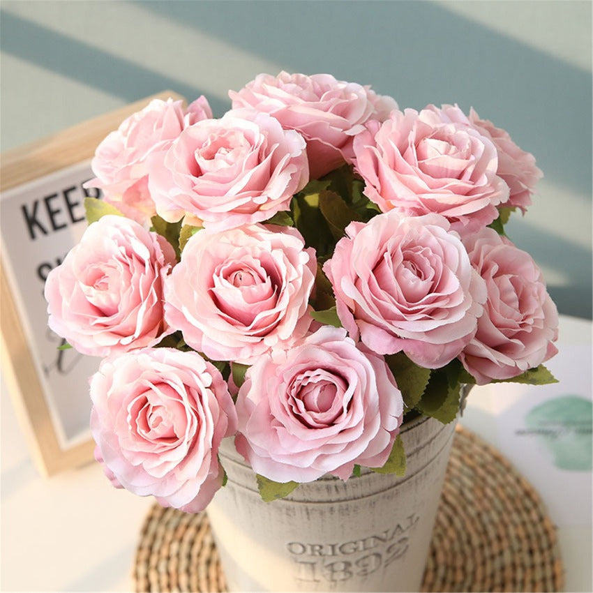 Silk Wedding Flowers Dusty Pink Cream Rose Bunches