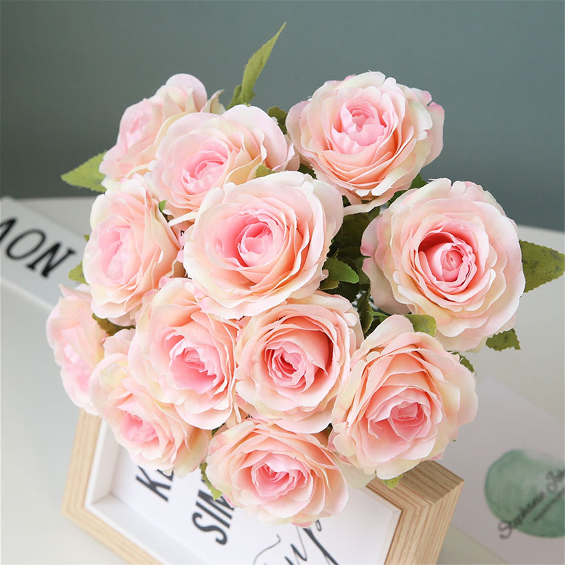 Silk Wedding Flowers Dusty Pink Cream Rose Bunches
