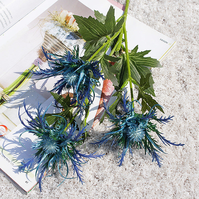 Artificial Eryngiums Blue Thistle Spray Eryngo for DIY Wedding Bouquet